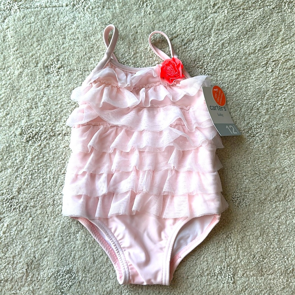 Carter's baby bathing suit. Pink. 12 mos
